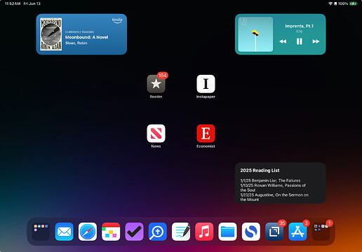 Reading Homescreen
