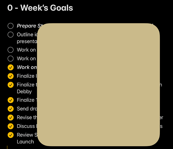 0 - Week’s Goals
