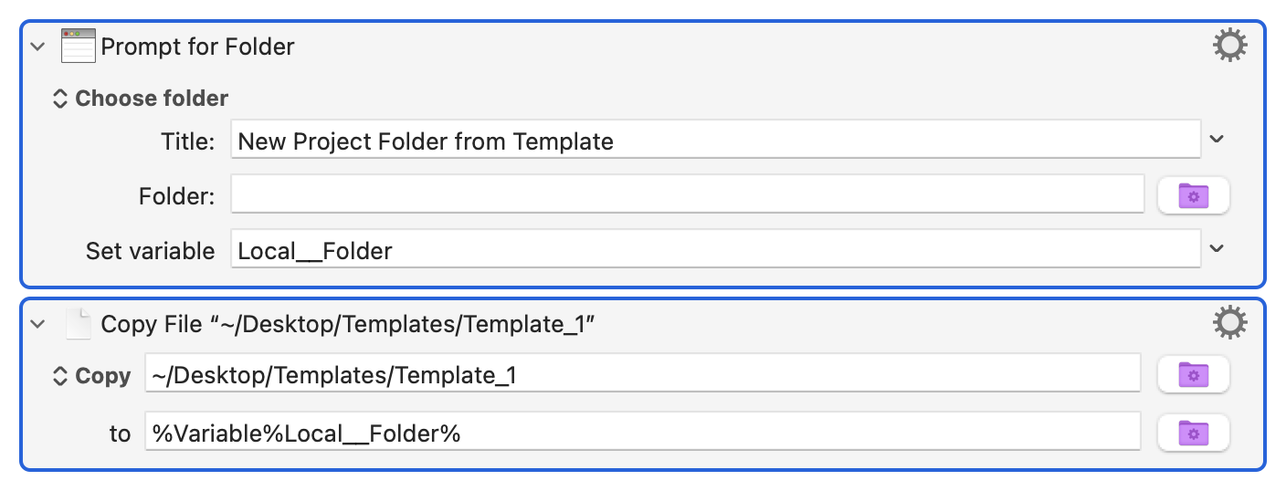 Auto creating project folder from template Software MPU Talk